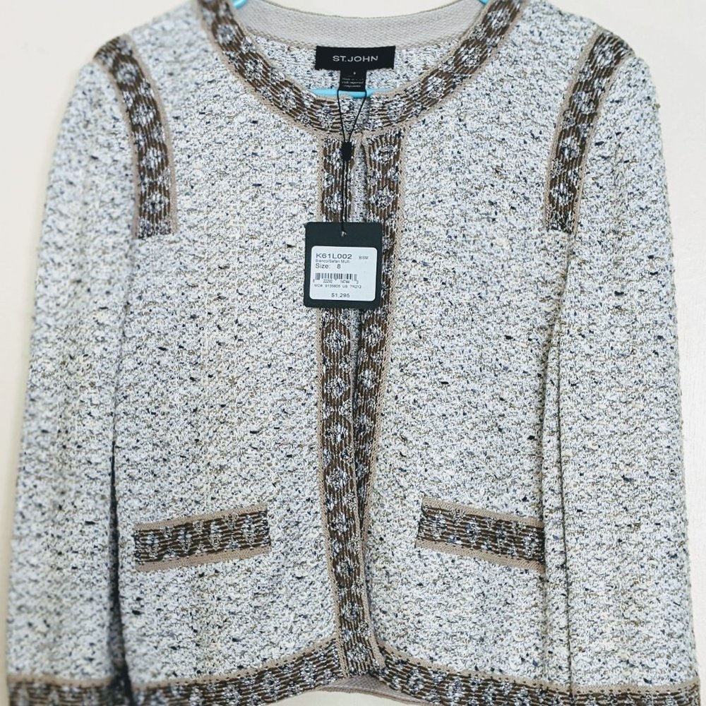 St. John Collection Kira Tweed Knit Jacket 8
